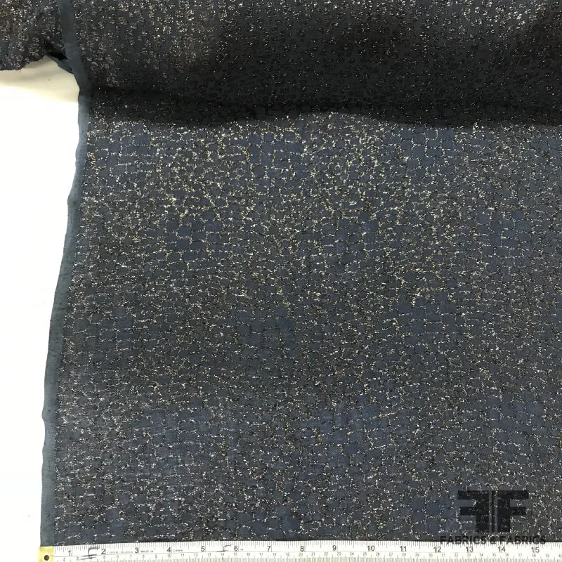 Abstract Metallic Rayon/Lurex Blend - Navy