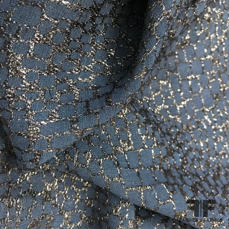 Abstract Metallic Rayon/Lurex Blend - Navy