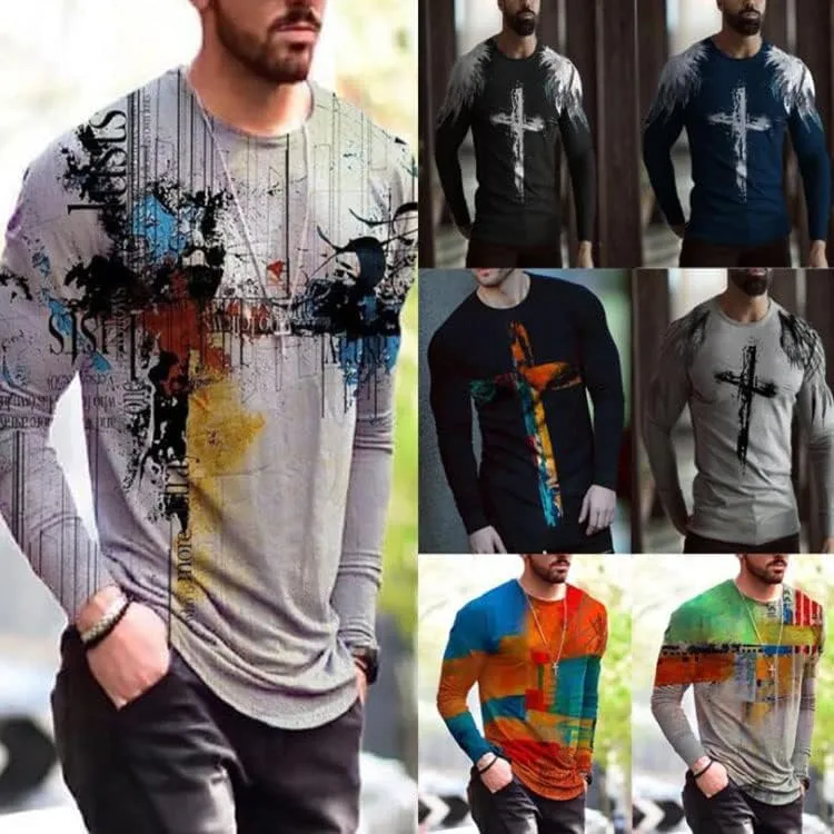 ALPAS European and American Men T-Shirts Casual Retro Hand-Painted Short Sleeve Tee Top Street Style Trendy T-Shirts
