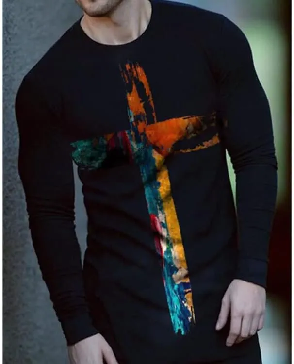 ALPAS European and American Men T-Shirts Casual Retro Hand-Painted Short Sleeve Tee Top Street Style Trendy T-Shirts