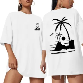 Avanova Women Graphic Letter Print Oversized T Shirt Short Sleeve Casual Summer Loose Fit Tee Top