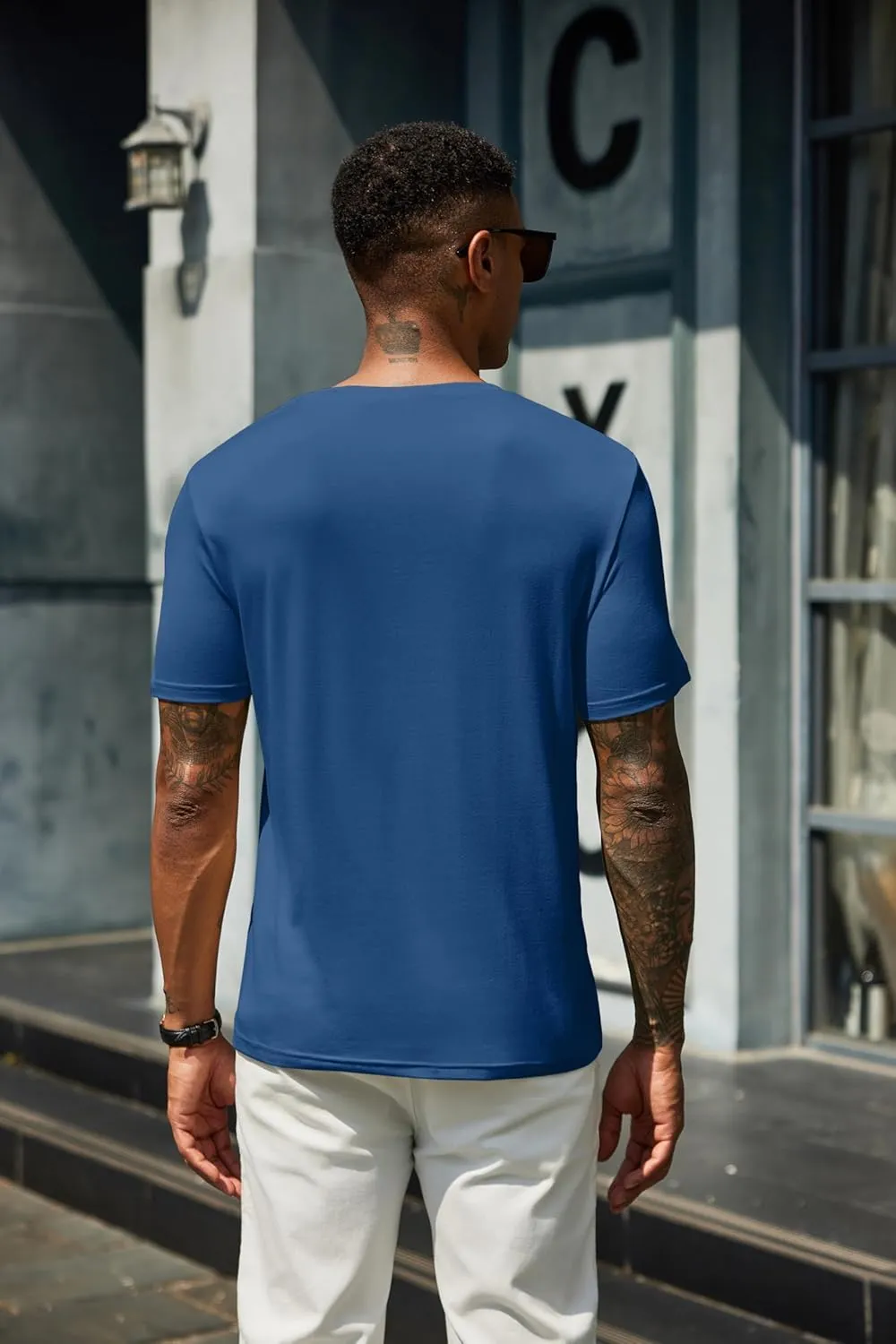 COOFANDY Men's Henley Shirts Short Sleeve Casual Summer Basic T Shirt Soild Button Tee Top