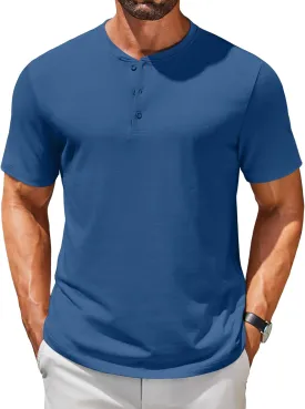 COOFANDY Men's Henley Shirts Short Sleeve Casual Summer Basic T Shirt Soild Button Tee Top