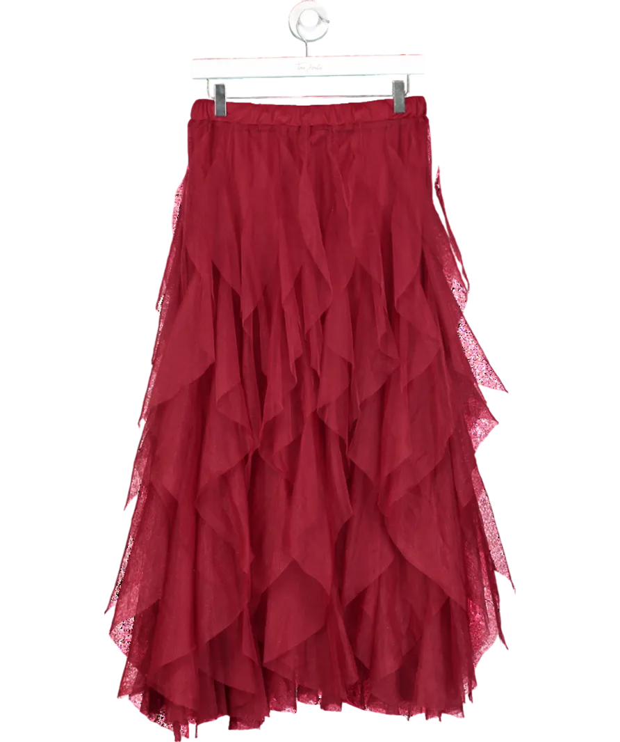 ELEVEN LOVES Red Iris Tulle Maxi Skirt UK S/M