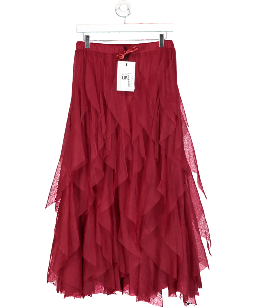 ELEVEN LOVES Red Iris Tulle Maxi Skirt UK S/M