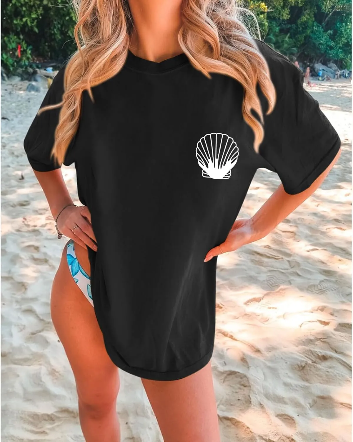 Hawaiian T Shirts for Women Oversized Aesthetic Hibiscus Flower Beach Shirt Teens Preppy Tropical Graphic Tee Tops