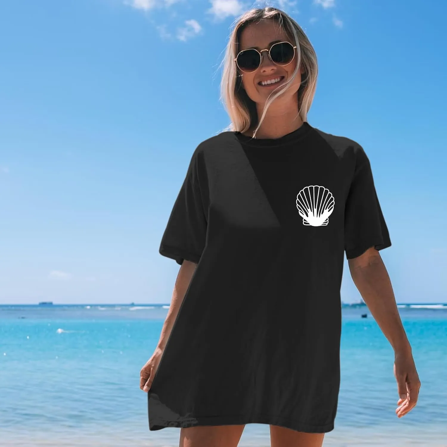 Hawaiian T Shirts for Women Oversized Aesthetic Hibiscus Flower Beach Shirt Teens Preppy Tropical Graphic Tee Tops