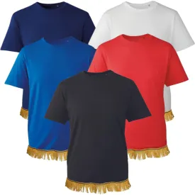 Israelite Men's Set of 5 Plain T-Shirts with Gold Fringes (Black, White, Navy, Red, Royal) (L)