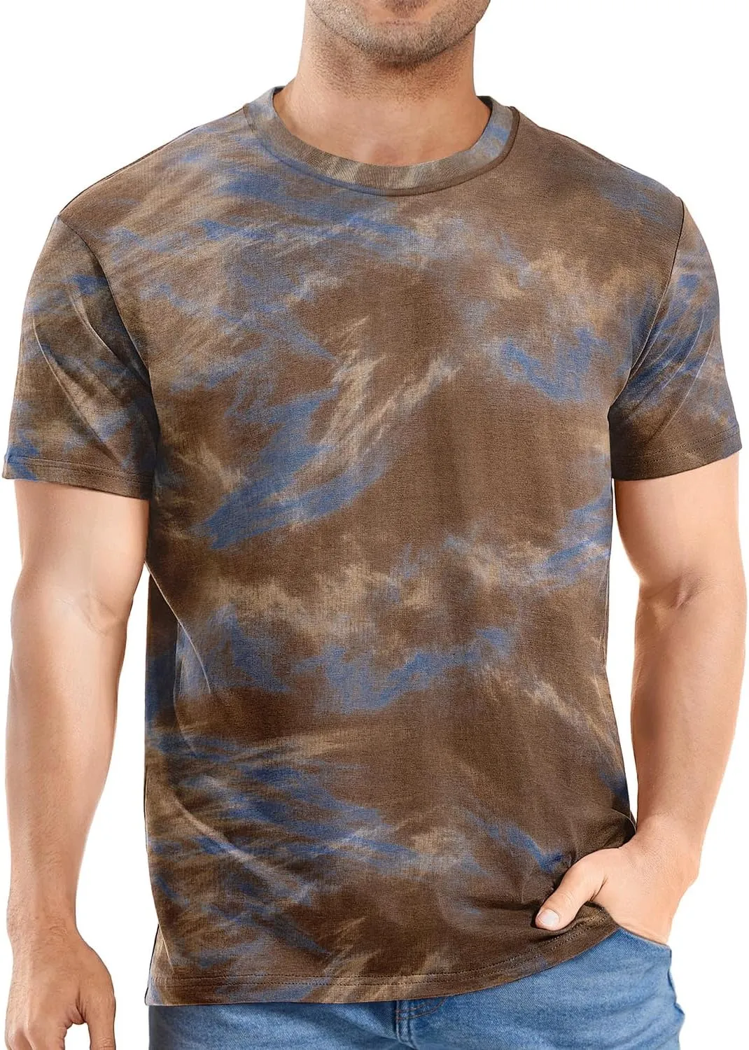 Keasmto Mens T-Shirts Casual Stylish Graphic Short Sleeve Hip Hop T Shirts Cotton Hipster Tees Tops Print Shirt
