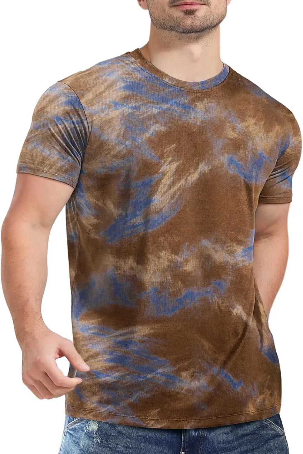 Keasmto Mens T-Shirts Casual Stylish Graphic Short Sleeve Hip Hop T Shirts Cotton Hipster Tees Tops Print Shirt