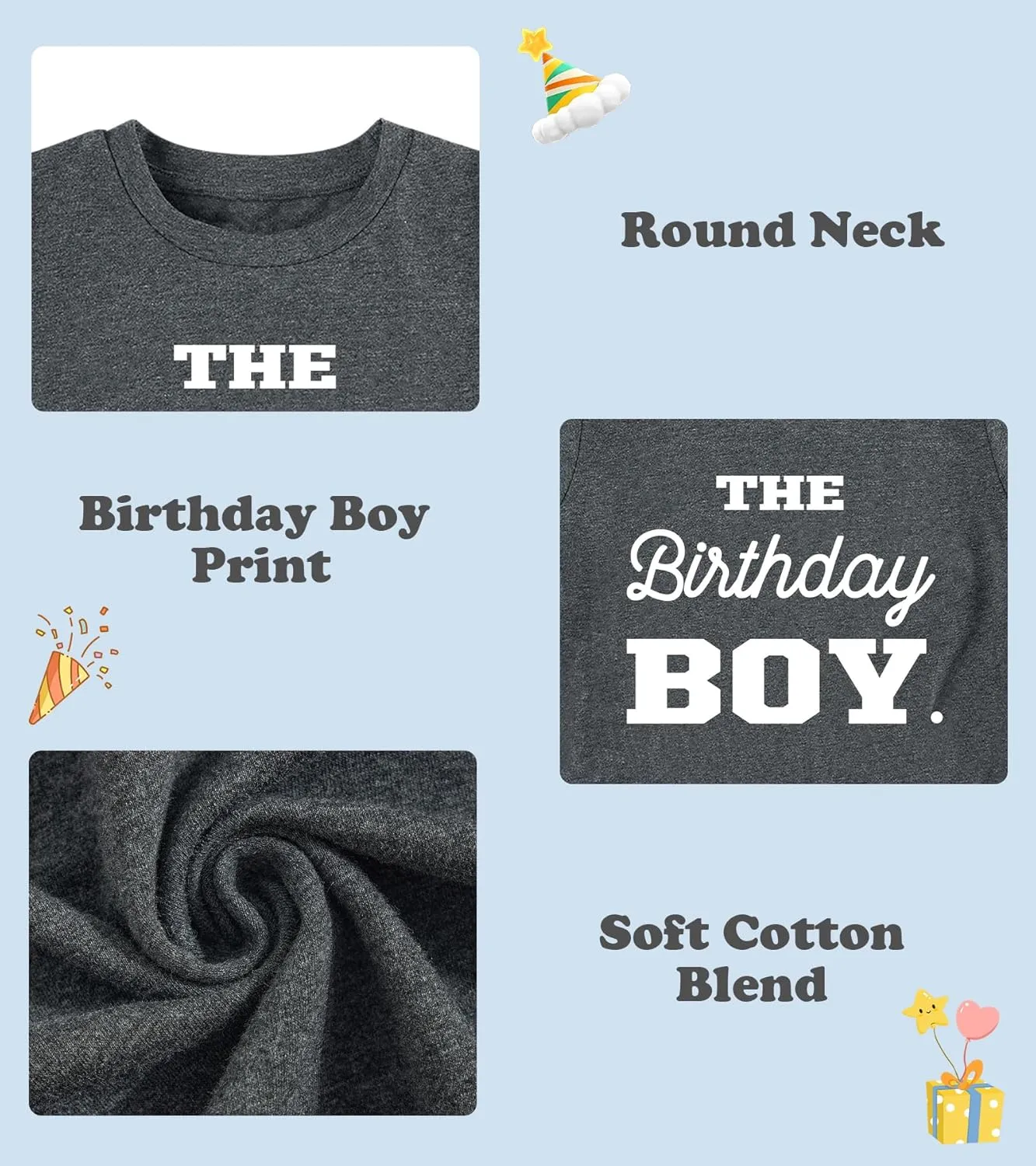 Lovekider Kids Birthday Boy Shirts Construction Excavator Word Graphic T Shirts Cotton Short Sleeve Party Tee 1-8 Years
