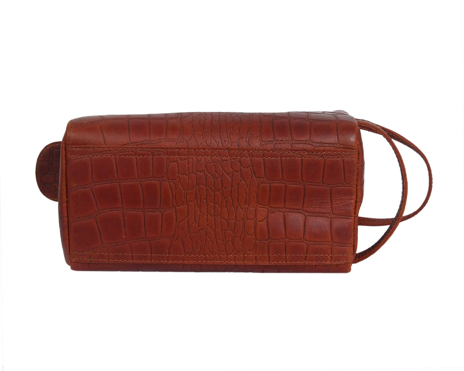 Luxury Brown Leather Toilet Bag: Organize in Style. Art: BG-1395