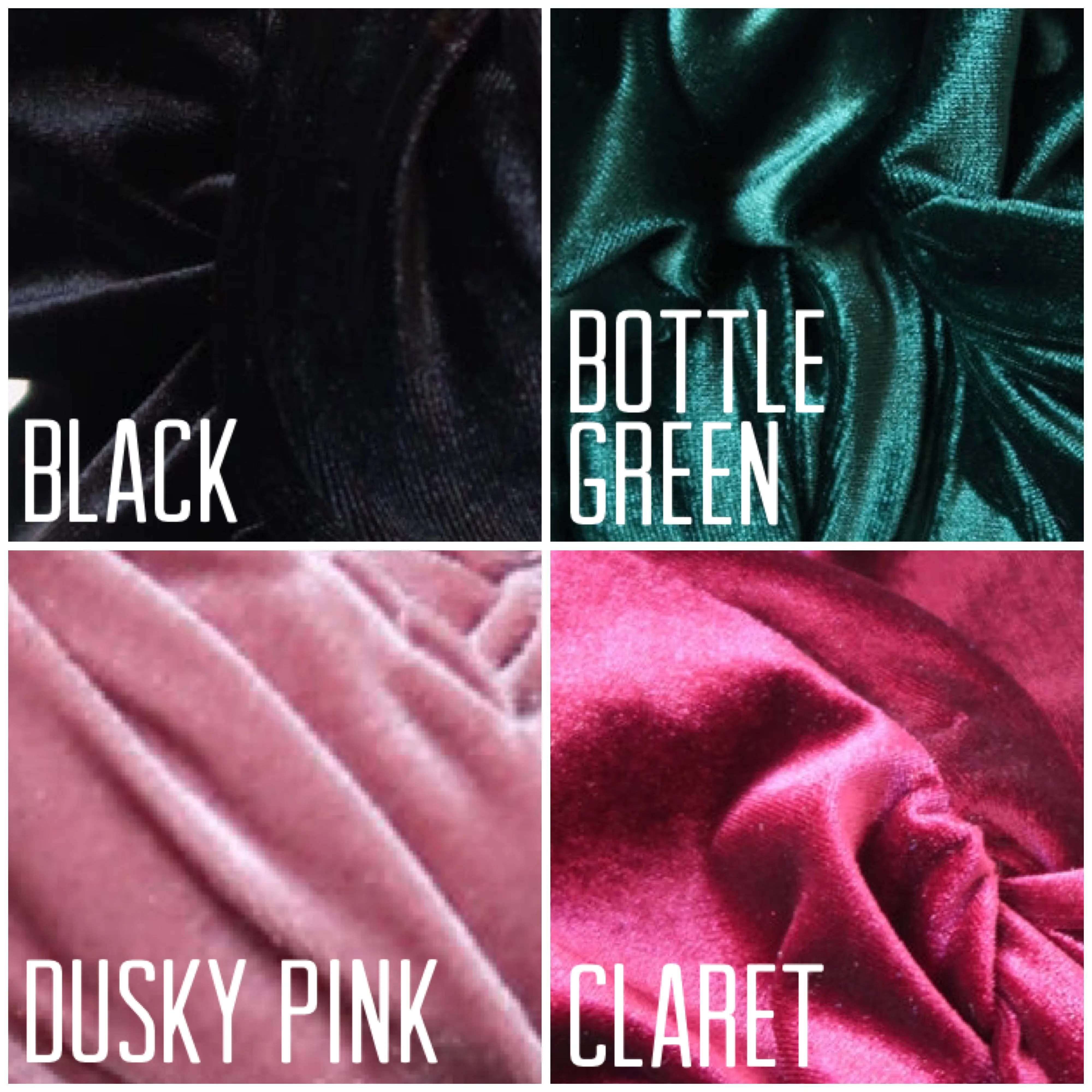 Made To Order: SMALL KNOT Velvet Pre-tied Stretchy 1940s Style Turban in Black, Claret, Bottle Green & Dusky Pink