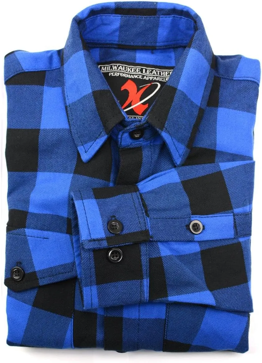 Milwaukee Leather Mens Casual Cotton Flannel Plaid Long Sleeve Button Down Cotton Shirts