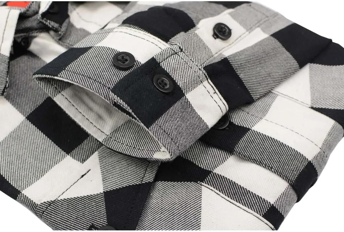 Milwaukee Leather Mens Casual Cotton Flannel Plaid Long Sleeve Button Down Cotton Shirts