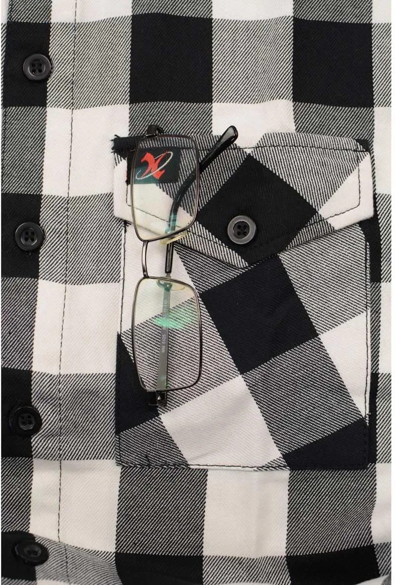 Milwaukee Leather Mens Casual Cotton Flannel Plaid Long Sleeve Button Down Cotton Shirts