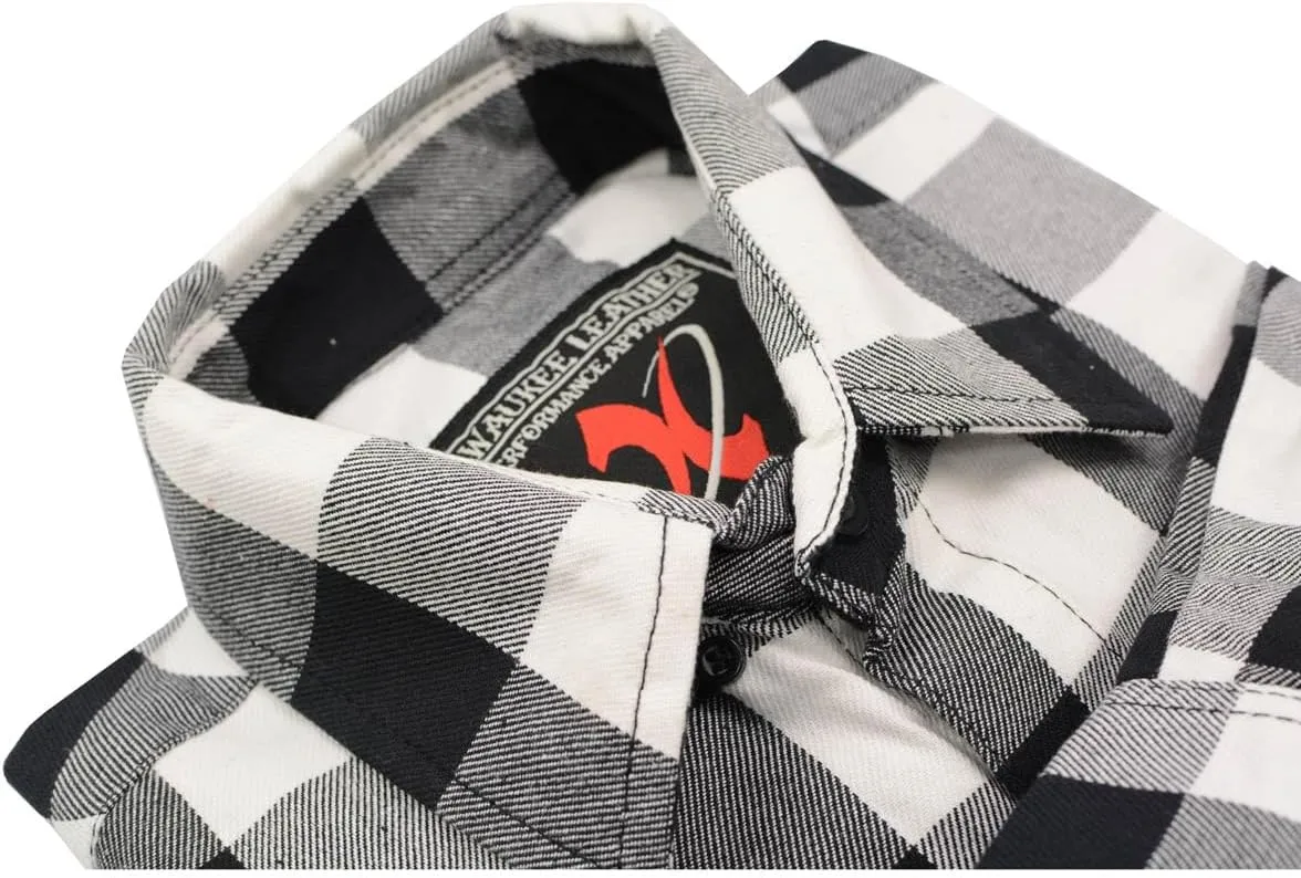Milwaukee Leather Mens Casual Cotton Flannel Plaid Long Sleeve Button Down Cotton Shirts