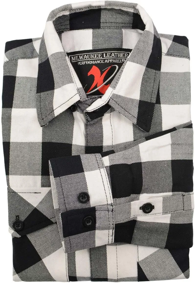 Milwaukee Leather Mens Casual Cotton Flannel Plaid Long Sleeve Button Down Cotton Shirts