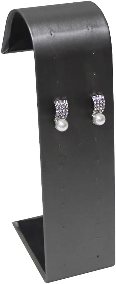 MOOCA 12 Pairs of Metal Steel Gray Faux Leather Earring Holder Stand, Jewelry Organizer Display Holder for Earrings, Steel Gray, 2 W x 2 7/8 D x 6 5/8 H in