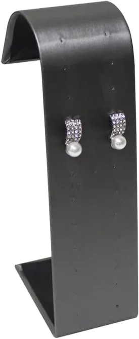 MOOCA 12 Pairs of Metal Steel Gray Faux Leather Earring Holder Stand, Jewelry Organizer Display Holder for Earrings, Steel Gray, 2 W x 2 7/8 D x 6 5/8 H in