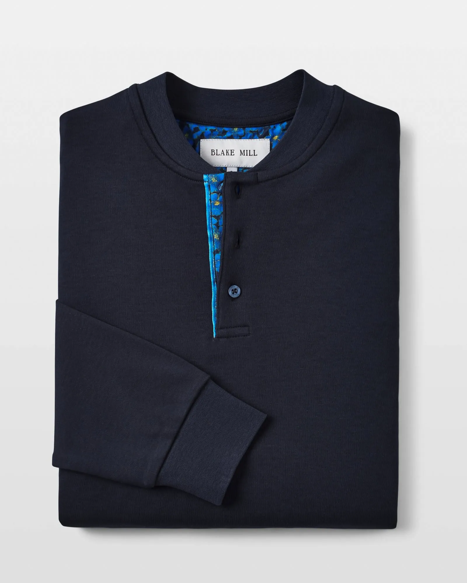 Navy Lux Jersey with Flowers Under Moonlight Accents