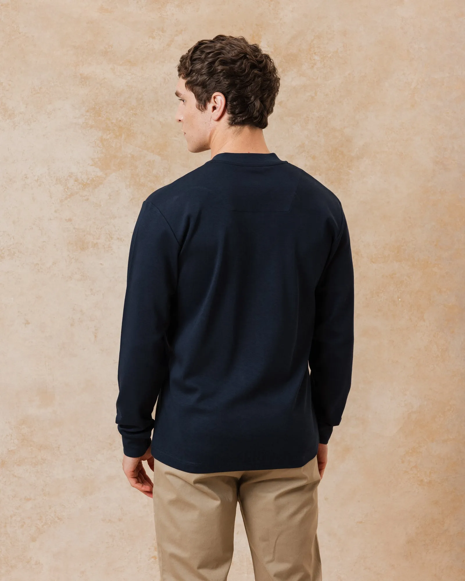 Navy Lux Jersey with Flowers Under Moonlight Accents