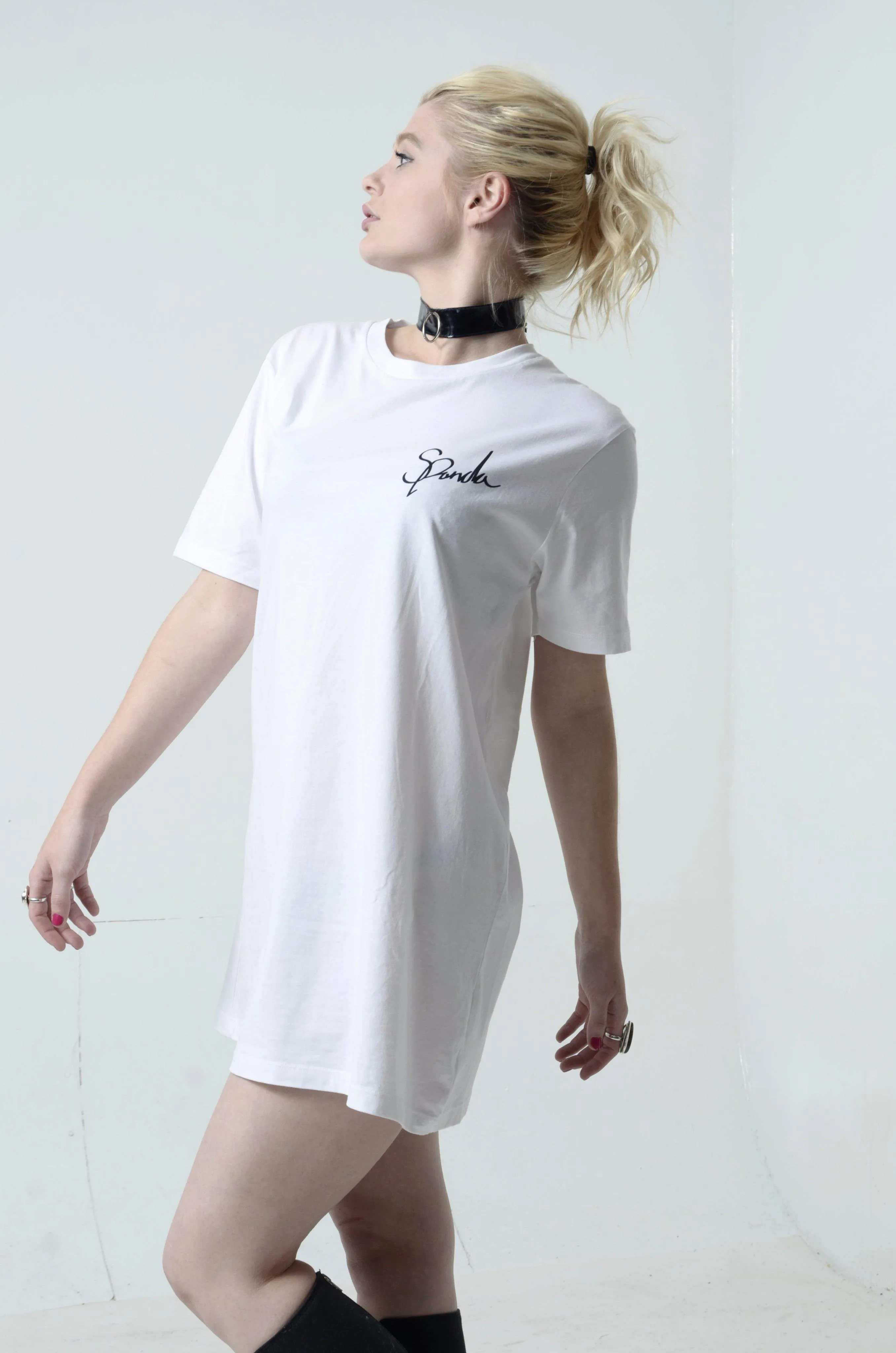 Organic White SPanda Long Tee