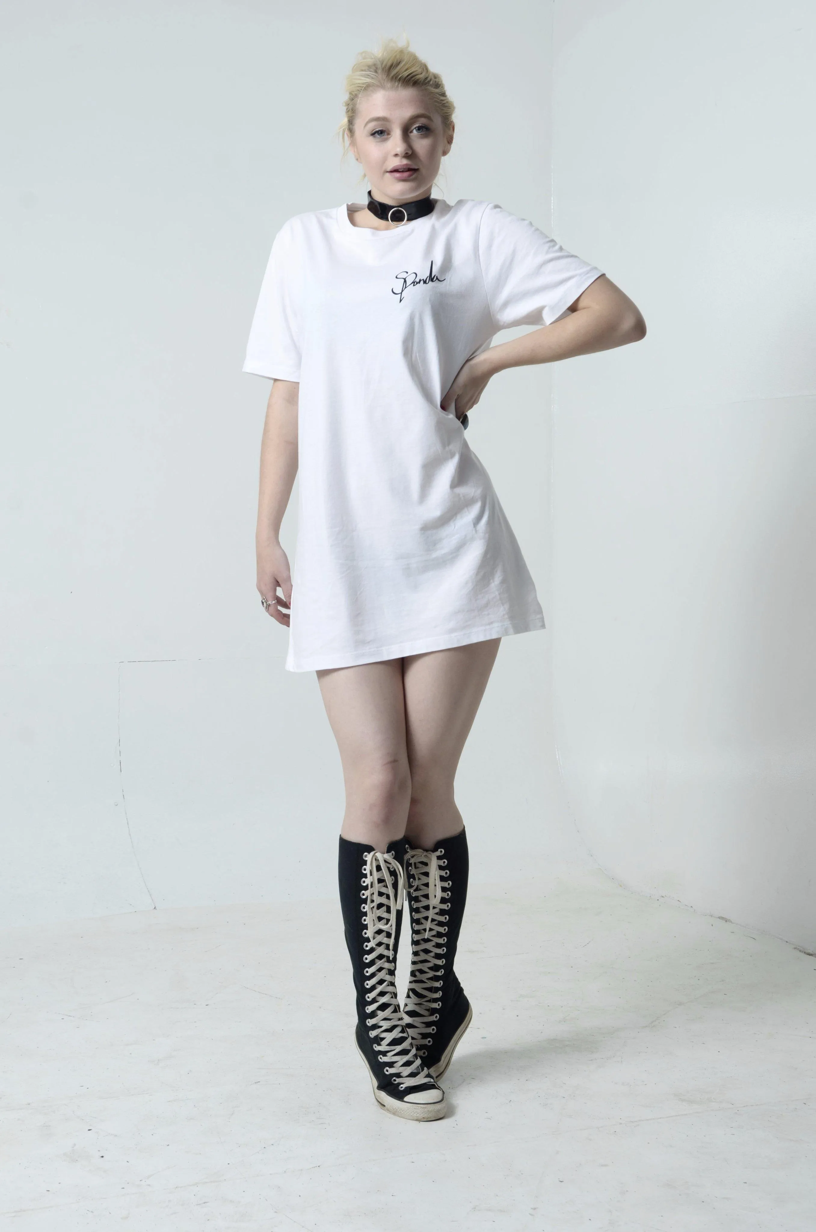 Organic White SPanda Long Tee