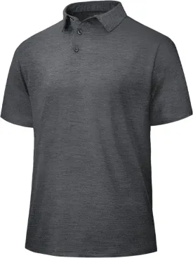 Polo Shirts for Men - Dry Fit Moisture Wicking Black Short Sleeve Performance Golf T Shirts for Casual Work Athletic