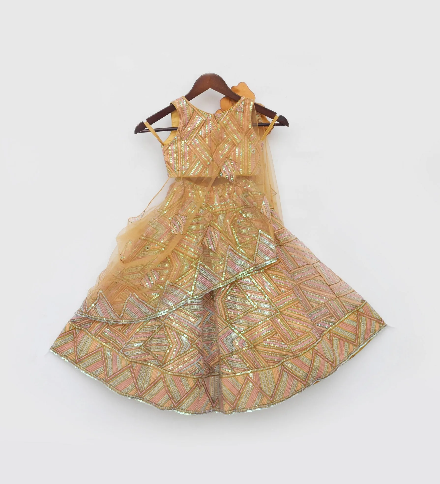 Pre Order: Mustard Embroidery Crop Top Skirt