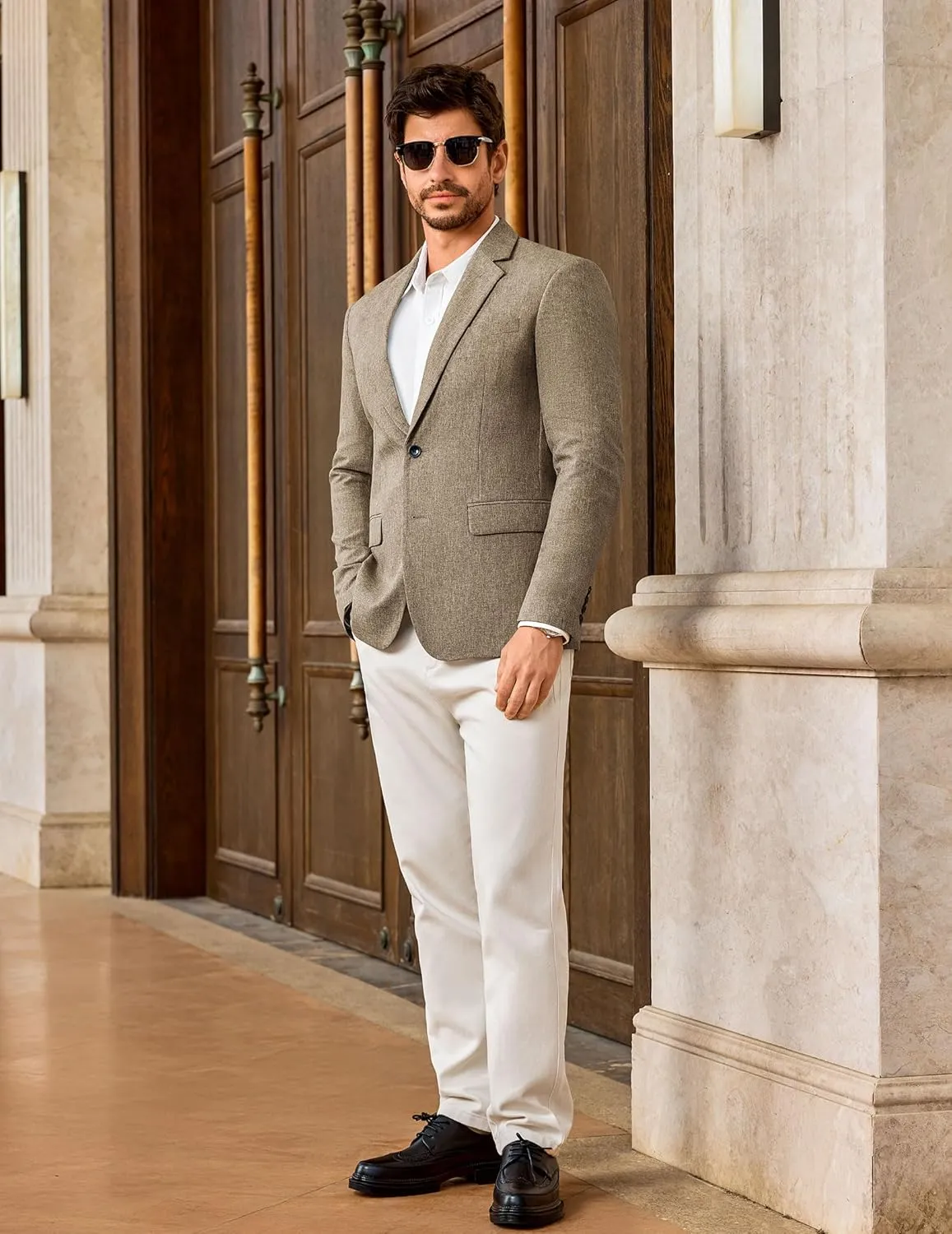 Vssjavun Mens Sport Coats Casual Blazer Two Button Lightweight Business Suit Jacket