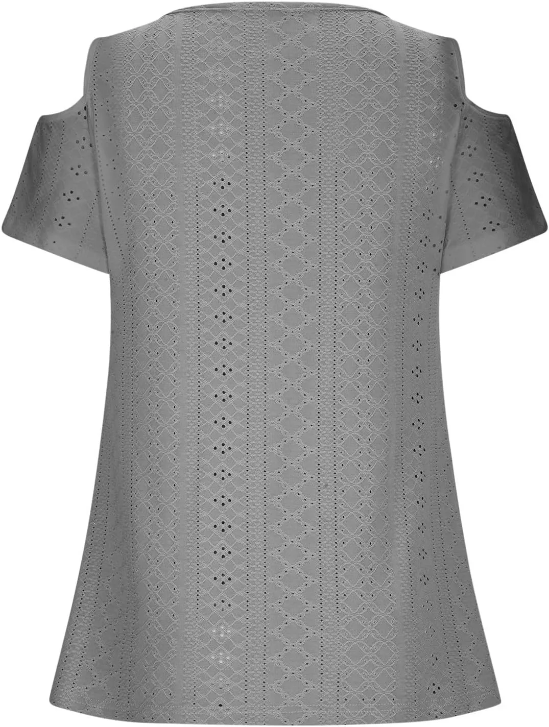 Women Cold Shoulder Eyelet Blouse Short Sleeve Cowl Neck Cut Out Tunic Top Dressy Casual Trendy Open T Shirts