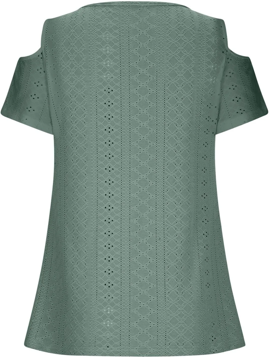 Women Cold Shoulder Eyelet Blouse Short Sleeve Cowl Neck Cut Out Tunic Top Dressy Casual Trendy Open T Shirts