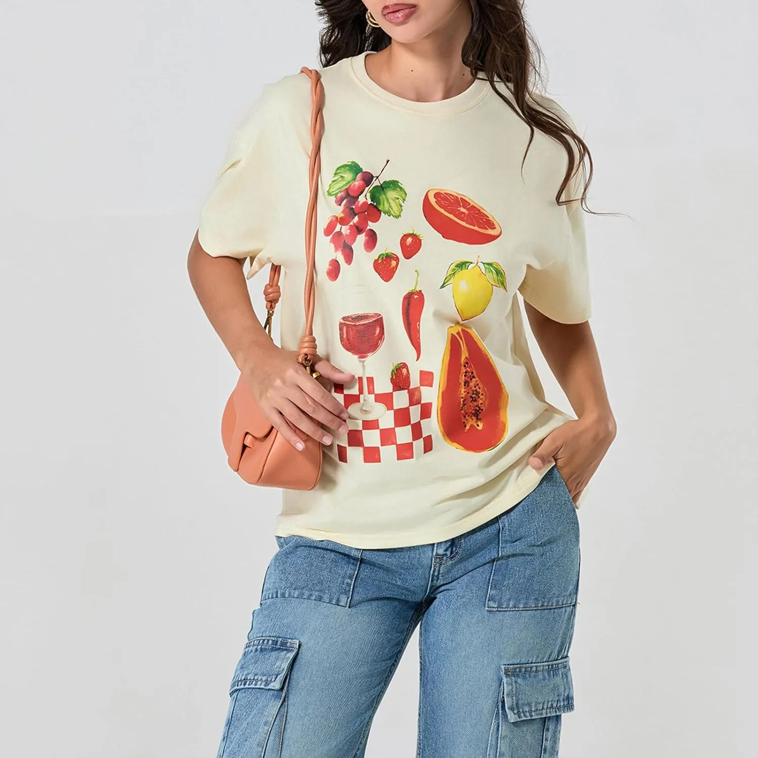 Women Oversized Graphic Print Graffiti Short Sleeve Crew Neck Streetwear T-Shirts Y2k Going Out Tops Aesthetic Tee