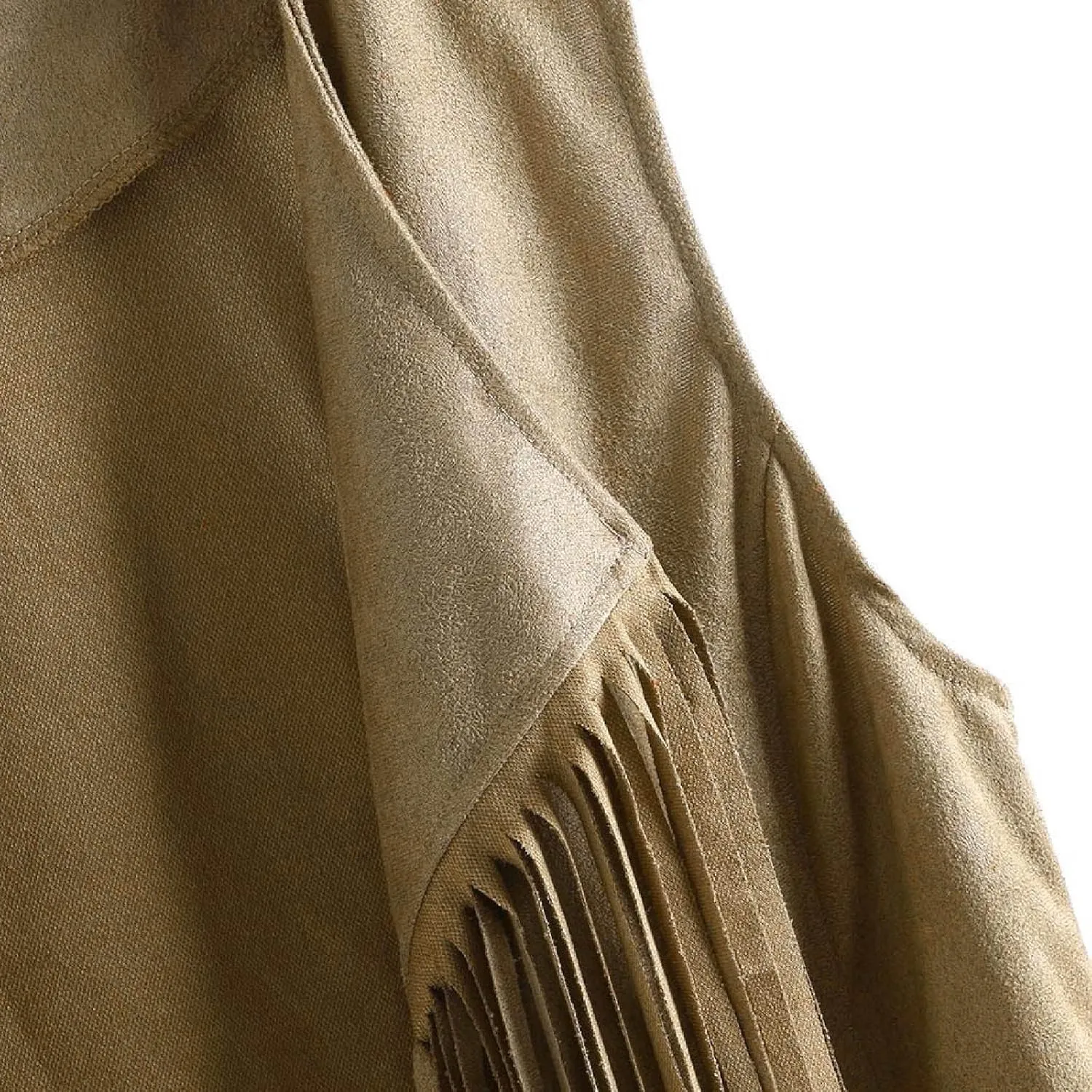 Womens Vintage Western Fringe Vest Tops Classic Suede Leather 70s Cowboy Shirt Sleeveless Tassel Cardigan Coat